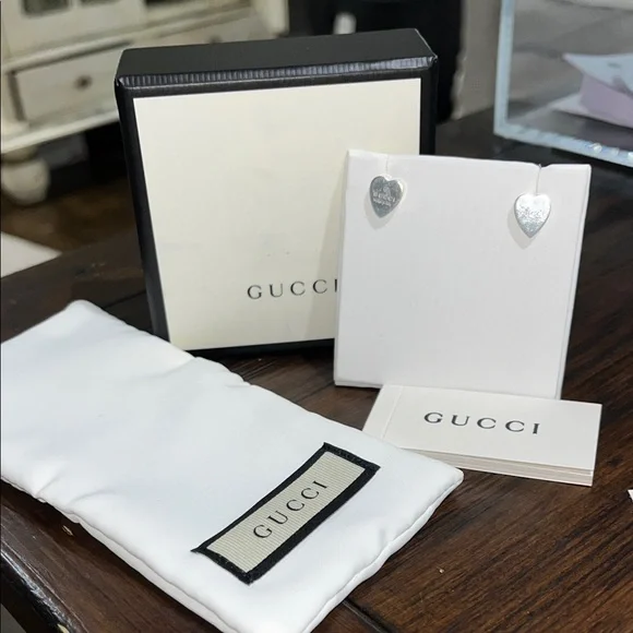 Gucci Sterling Silver Heart-Shaped Earrings